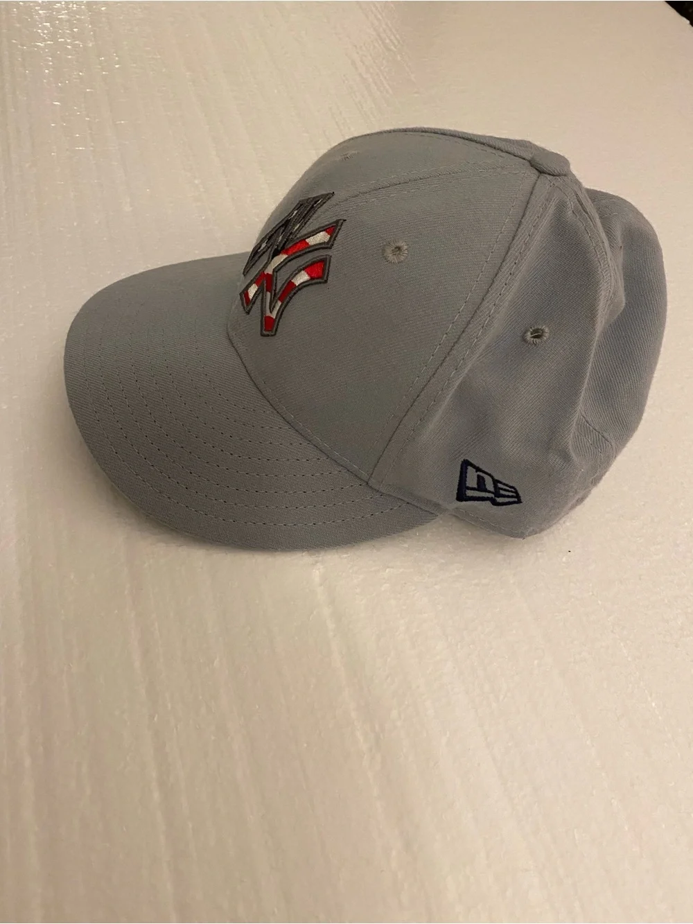 New Era Kids Gray Baseball Cap with Red, White & Blue Logo Made In USA